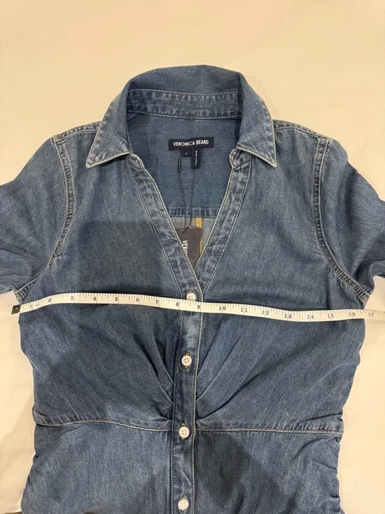 Veronica Beard Indigo Denim Button-Front Midi Dress - Picture 4 of 4